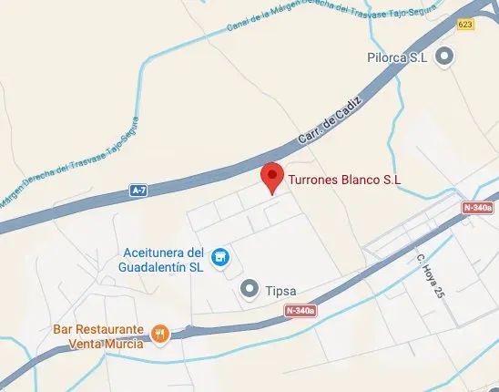 Mapa de ubicación de Turrones Blanco en La Hoya, Lorca